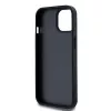 DKNY Leder Case mit Karo-Monogramm-Muster und aufgedruckten Streifen für iPhone 15/14/13 - Schwarz