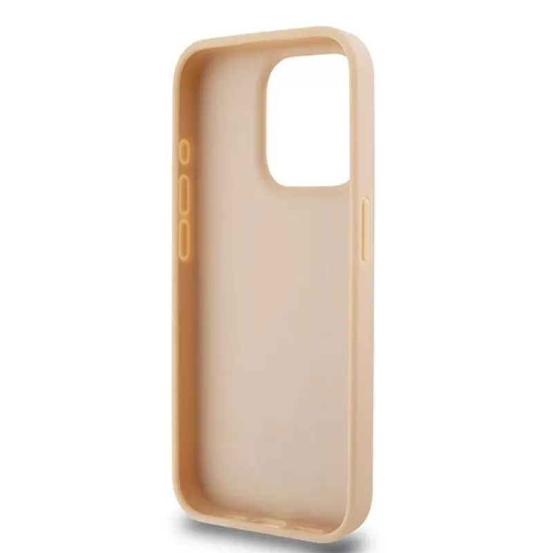 DKNY Leder-Case mit kariertem Mono-Muster und bedruckten Streifen für iPhone 15 Pro Max - Pink