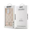 DKNY Leder Case mit kariertem Mono-Muster und aufgedruckten Streifen für iPhone 15 Pro - Pink