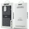 DKNY Leder Mono Stripe & Metall-Logo Hülle für Apple iPhone 14 Pro - Schwarz