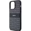 DKNY Leder Mono Stripe & Metall-Logo Hülle für Apple iPhone 14 Pro - Schwarz