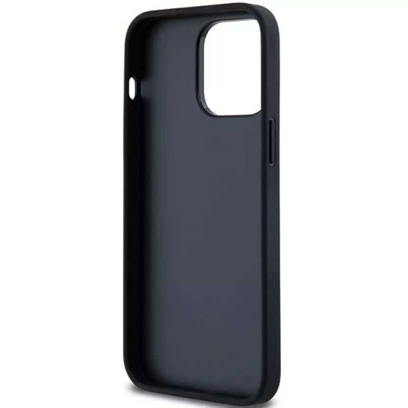 DKNY Leder Mono Stripe & Metall-Logo Hülle für iPhone 14 Pro Max - Schwarz