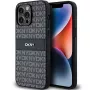 DKNY Leder Mono Stripe & Metall-Logo Hülle für iPhone 14 Pro Max - Schwarz