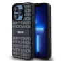 DKNY Leder Mono Stripe & Metall-Logo Hülle für iPhone 15 Pro - Schwarz