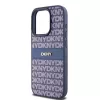 DKNY Leder Mono Stripe & Metall-Logo Hülle für iPhone 15 Pro - Blau