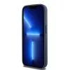 DKNY Leder Mono Stripe & Metall-Logo Hülle für iPhone 15 Pro - Blau