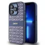 DKNY Leder Mono Stripe & Metall-Logo Hülle für iPhone 15 Pro - Blau