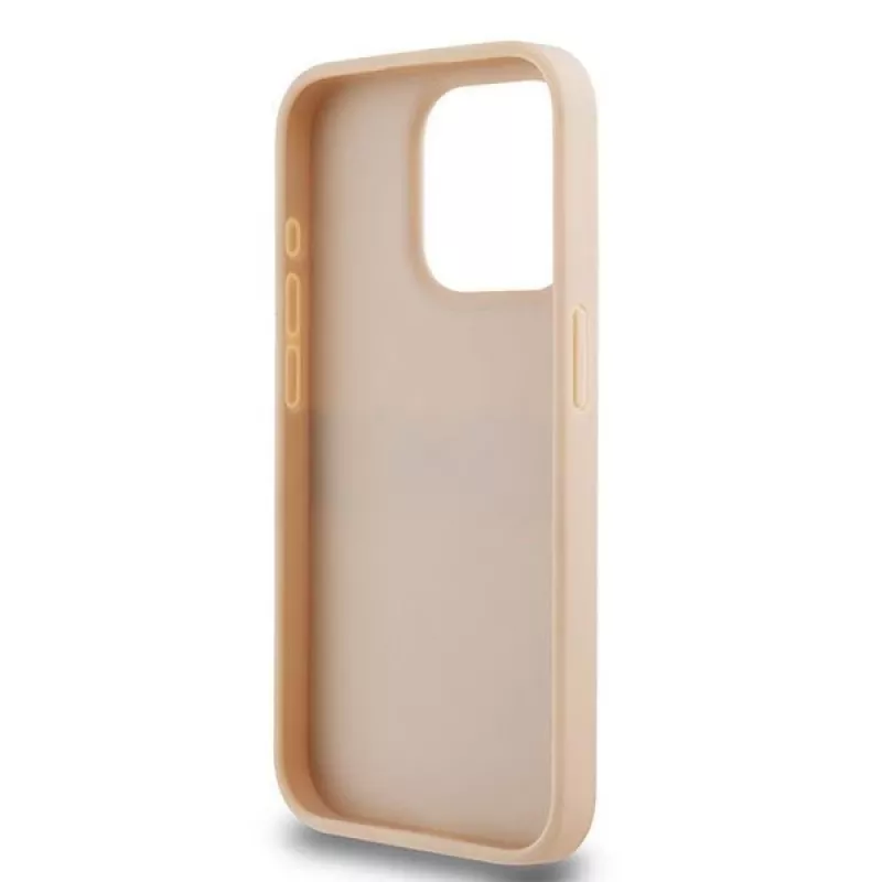 DKNY Leder Mono Stripe & Metall-Logo Hülle für iPhone 15 Pro - Pink