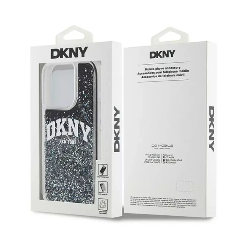 DKNY Liquid Glitter Big Logo iPhone 14 Pro Hülle - Schwarz