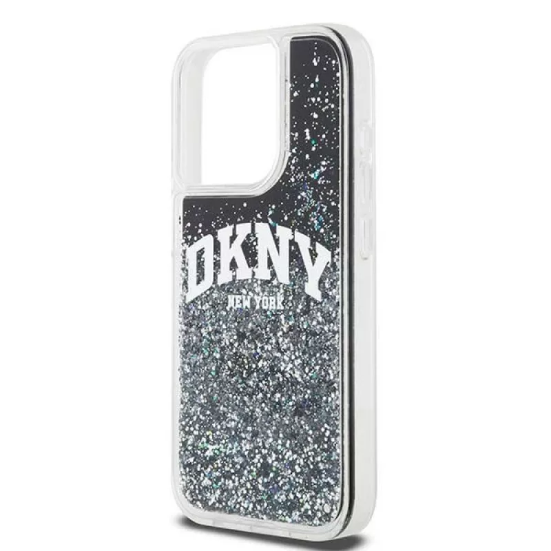 DKNY Liquid Glitter Big Logo iPhone 14 Pro Hülle - Schwarz
