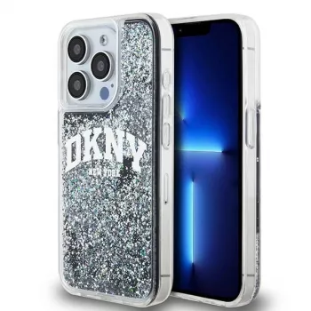 DKNY Liquid Glitter Big Logo iPhone 14 Pro Hülle - Schwarz