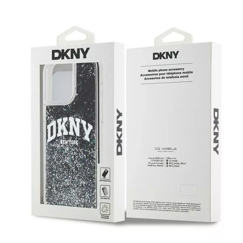 DKNY Liquid Glitter Big Logo iPhone 14 Pro Max Hülle - Schwarz