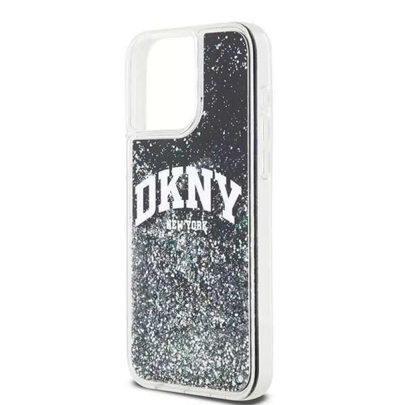 DKNY Liquid Glitter Big Logo iPhone 14 Pro Max Hülle - Schwarz