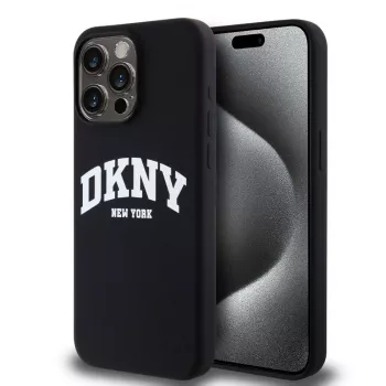 DKNY Liquid Silicone Arch Logo MagSafe Hülle für iPhone 14 Pro Max - Schwarz
