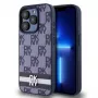 DKNY PU-Leder Case mit Karomuster und Streifen für iPhone 15 Pro Max Blau