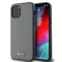 DKNY PU-Leder MagSafe Hülle für iPhone 12/12 Pro mit silbernem Metall-Logo - Grau