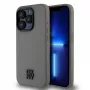 DKNY PU-Leder Stack Logo MagSafe Hülle für iPhone 15 Pro Max - Grau