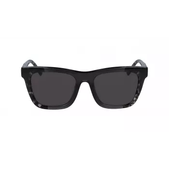 DKNY Damen eckige Sonnenbrille DK529S-001 - Schwarzer Rahmen, graue Gläser, 53 mm