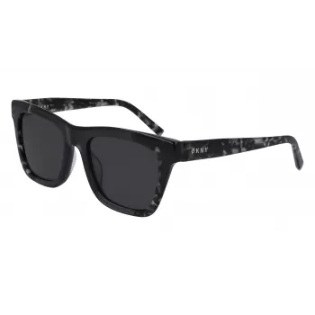 DKNY Damen eckige Sonnenbrille DK529S-001 - Schwarzer Rahmen, graue Gläser, 53 mm