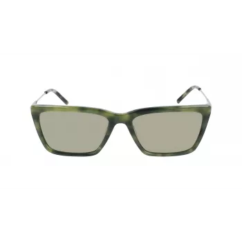 DKNY Damen-Sonnenbrille DK709S305 - Schwarzer Acetat-Rahmen, graue Polycarbonat-Gläser, 55 mm Glasbreite