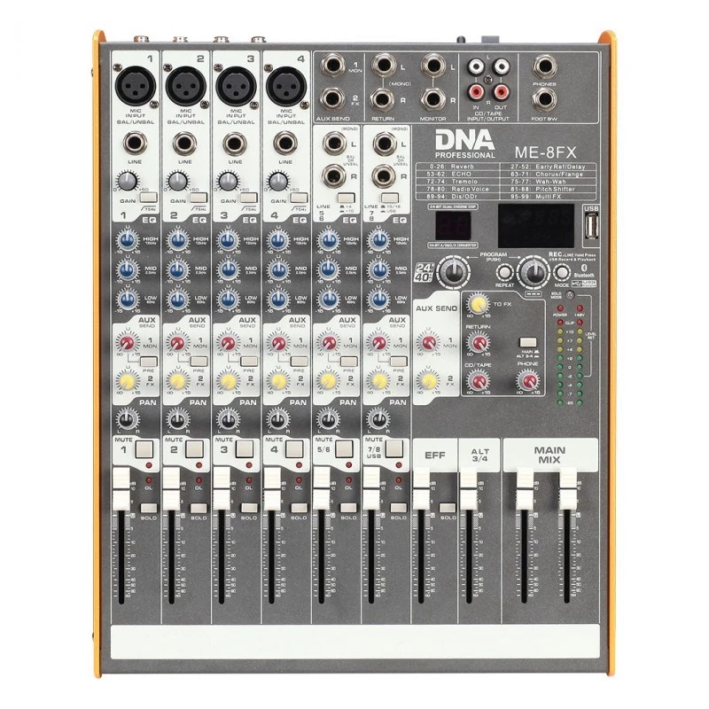 DNA PROFESSIONAL DNA ME-8FX Audio Mixer, 8 Kanäle, USB, Bluetooth