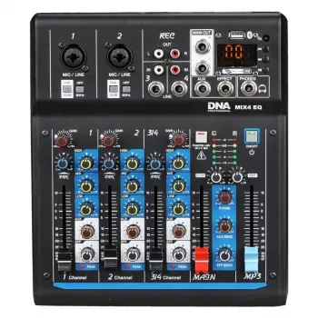 DNA Professional DNA MIX 4 EQ 4-Kanal Analoger Audio-Mixer mit USB, MP3, Bluetooth