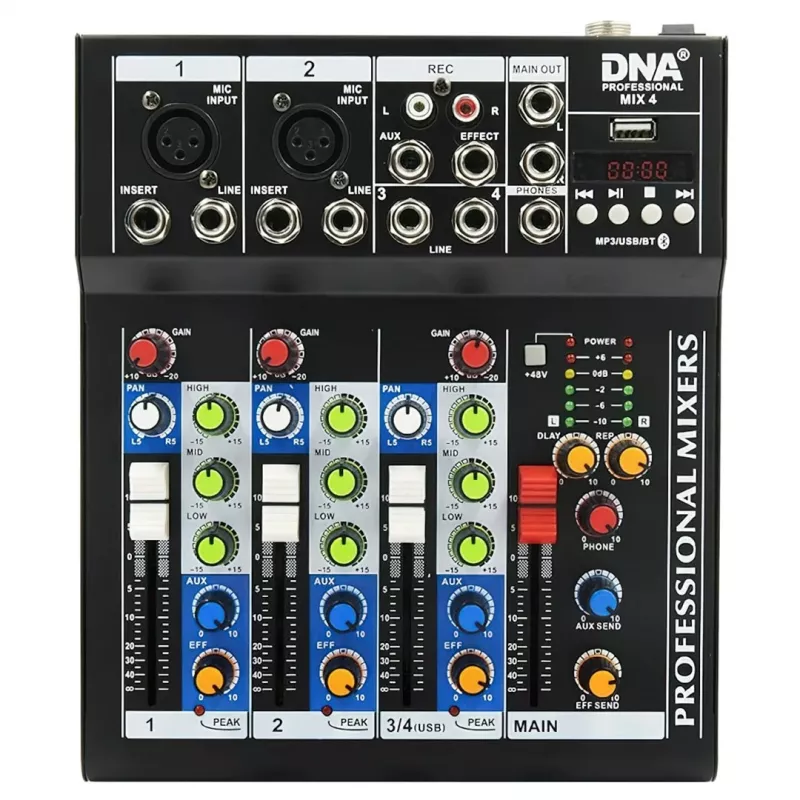 DNA Professional MIX 4 - Analoger Audio-Mixer mit Bluetooth und USB-Audio-Interface