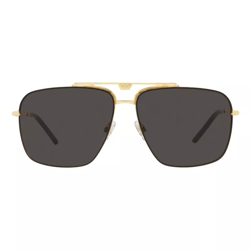 Dolce & Gabbana DG2264-02-87 Sonnenbrille Herren Gold Gestell Graue Gläser Pilot 61mm