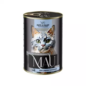 DOLINA NOTECI MAU Pate und Filet Sterilisiert Hirsch mit Heidelbeeren - Nassfutter für Katzen - 400g