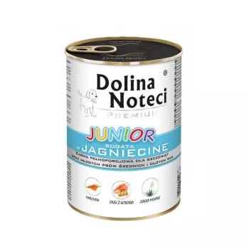 Dolina Noteci Premium Junior Reich an Lamm Nassfutter für Welpen mittlerer und großer Rassen, 400g Dose