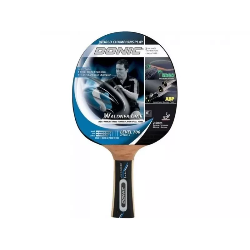 Donic Schildkröt WALDNER 700 Tischtennisschläger - Allround/Angriff, 5-fach Pappel, Vari Slick Beläge, Konkaver ERGO Griff