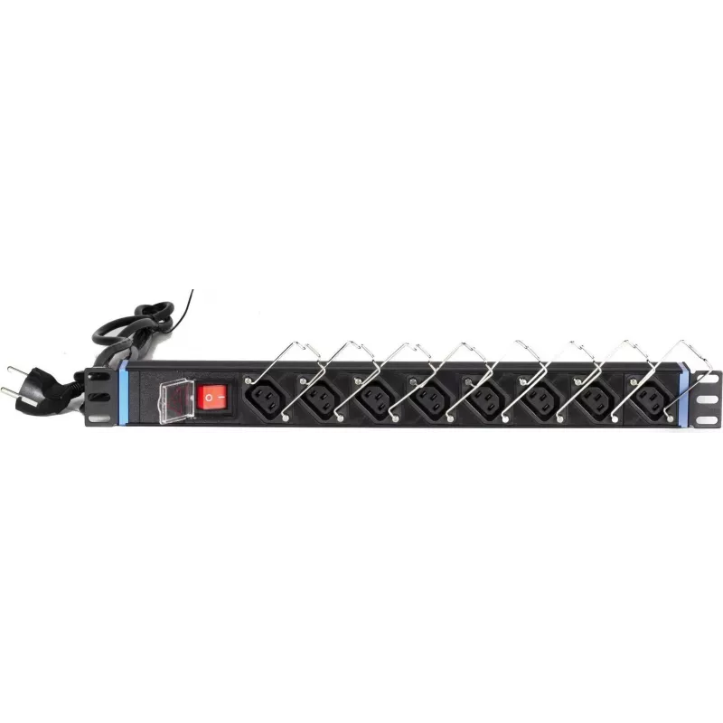 DSIT DS-8PDU-C13 Power Distribution Unit – 1U Rackmount PDU, 8x IEC C13 Ausgänge, 10A 250V, 2m Kabel, Schwarz