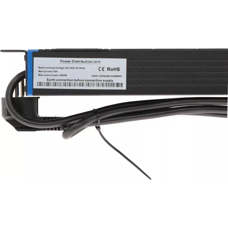 DSIT DS-8PDU-C13 Power Distribution Unit – 1U Rackmount PDU, 8x IEC C13 Ausgänge, 10A 250V, 2m Kabel, Schwarz