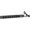 DSIT DS-8PDU-S 19-Zoll-Rack-PDU mit Schalter, 8x Schuko-Steckdosen, 2m Kabel, 16A/3680W – Schwarz/Silber