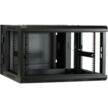 DSIT DS6606-DOUBLE 6U Wandmontage-Serverschrank mit umkehrbarer Glastür, 600x600x368 mm, Schwarz