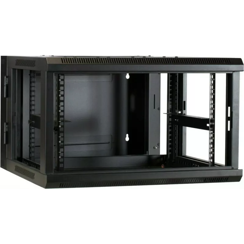 DSIT DS6606-DOUBLE 6U Wandmontage-Serverschrank mit umkehrbarer Glastür, 600x600x368 mm, Schwarz