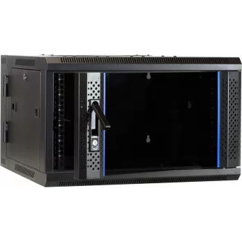 DSIT DS6606-DOUBLE 6U Wandmontage-Serverschrank mit umkehrbarer Glastür, 600x600x368 mm, Schwarz
