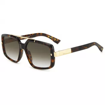 DSQUARED2 D2-0120-S-086 Herren-Sonnenbrille, Dark-Havana-Gestell, graue Gläser, 57 mm