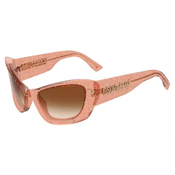 DSQUARED2 Damen-Sonnenbrille D2-0118-S-733 Schwarzer quadratischer Acetatrahmen Graue Gradientenlinse 57mm