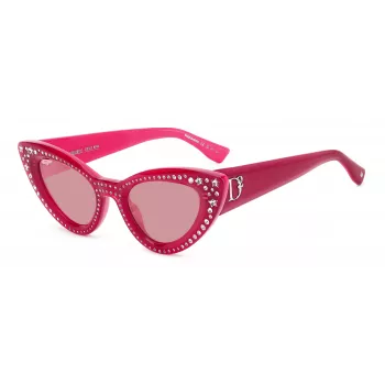 DSQUARED2 Damen-Sonnenbrille D20092NSMU1 - Eckiges Acetat-Gestell, UV400-Schutz, 51 mm Glas