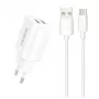 Dudao EU-Netzteil 2x USB 5V / 2,4A + USB Type-C Kabel Weiß (A2EU + Type-C Weiß) Weiß