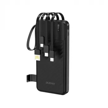Dudao K11 10000mAh Powerbank mit integrierten Kabeln Schwarz