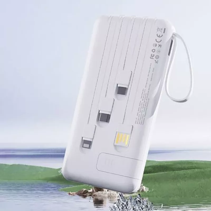 Dudao K11 10000mAh Powerbank mit integrierten Kabeln Weiß