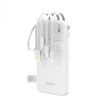 Dudao K11 10000mAh Powerbank mit integrierten Kabeln Weiß