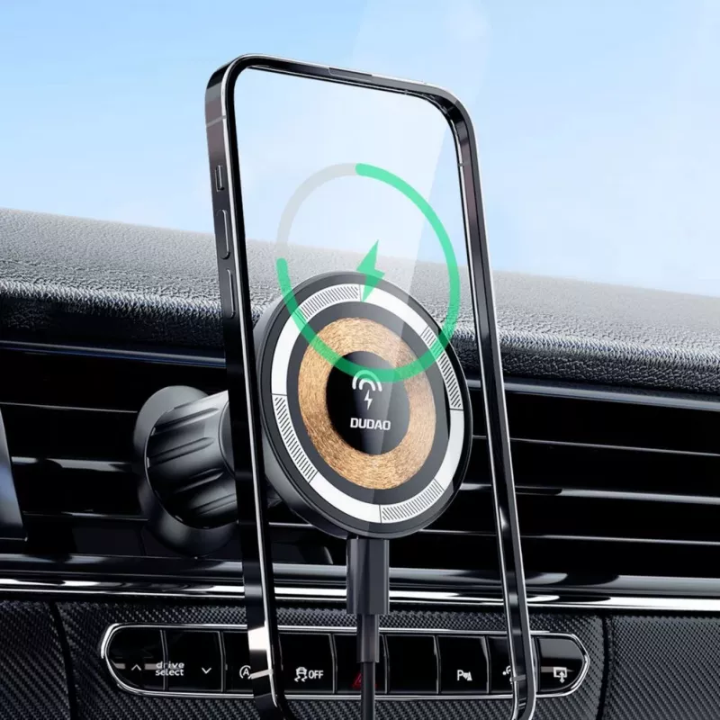 Dudao Magnetischer Halter mit MagSafe-Induktionsladegerät 15W für Lüftungsgitter im Auto - Schwarz