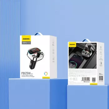 Dudao R2PRO+ Auto FM-Transmitter mit PD25W Bluetooth 5.3 RGB-Ladeanschlüsse - Schwarz und Silber