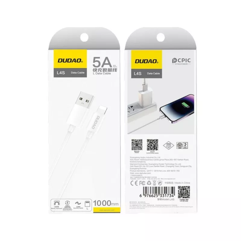 Dudao USB-A to Lightning Kabel 1m Weiß
