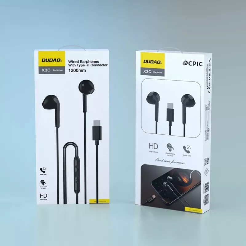 DUDAO X3C In-Ear Kabelgebundene USB-C Kopfhörer 1,2 m - Schwarz