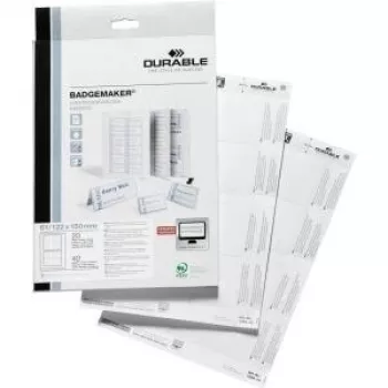 DURABLE BADGEMAKER® Einlageetiketten 61 x 150 mm, Weiß, 20/Packung 145902