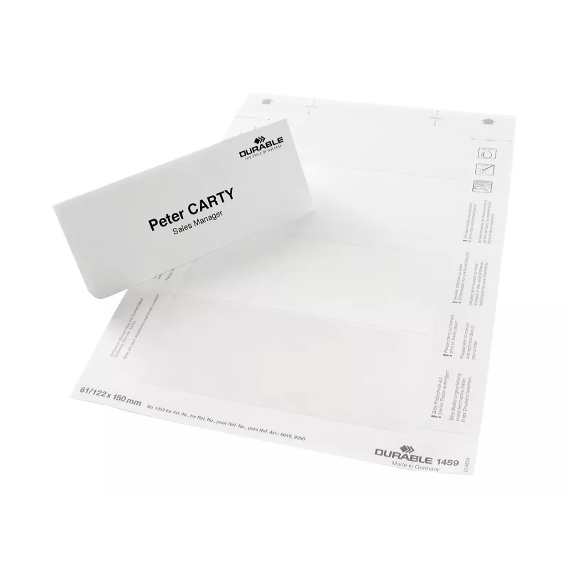 DURABLE BADGEMAKER® Einlegeetiketten 61 x 210 mm, 100 Stück, Weißer Karton, Laser/Tintenstrahl 146002